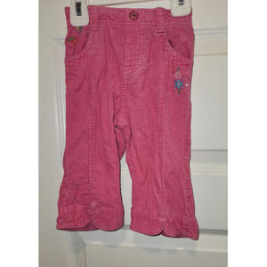 Vintage 90s OshKosh‎ B'gosh Pink Corduroy Pants Floral Embroidered 12M Baby Girl